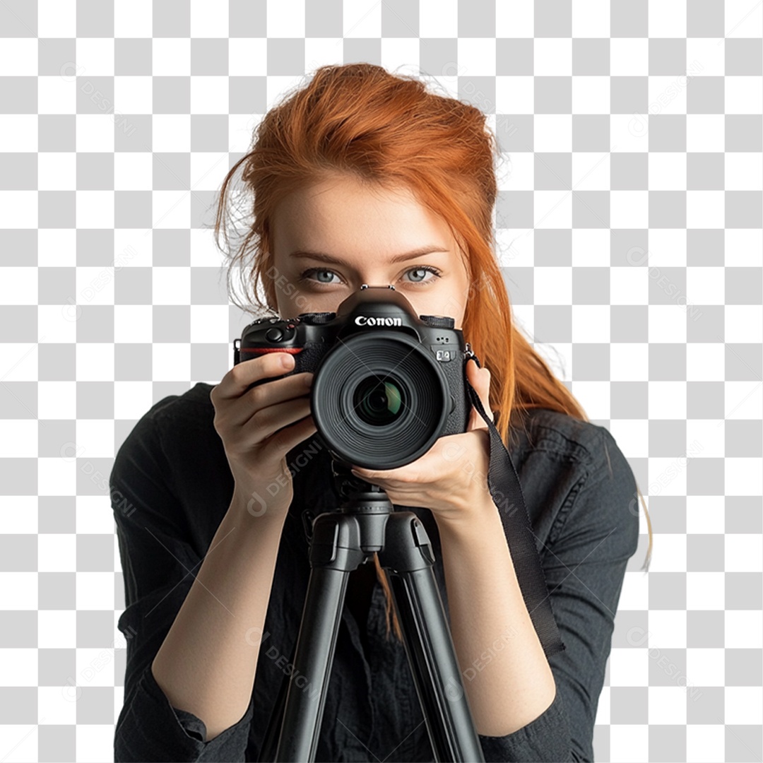 Mulher Fotógrafa PNG Transparente