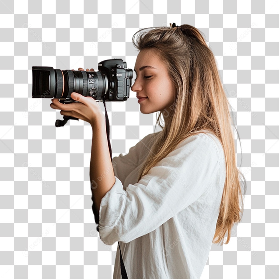 Mulher Fotógrafa PNG Transparente