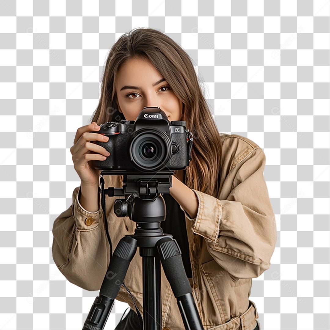 Mulher Fotógrafa PNG Transparente