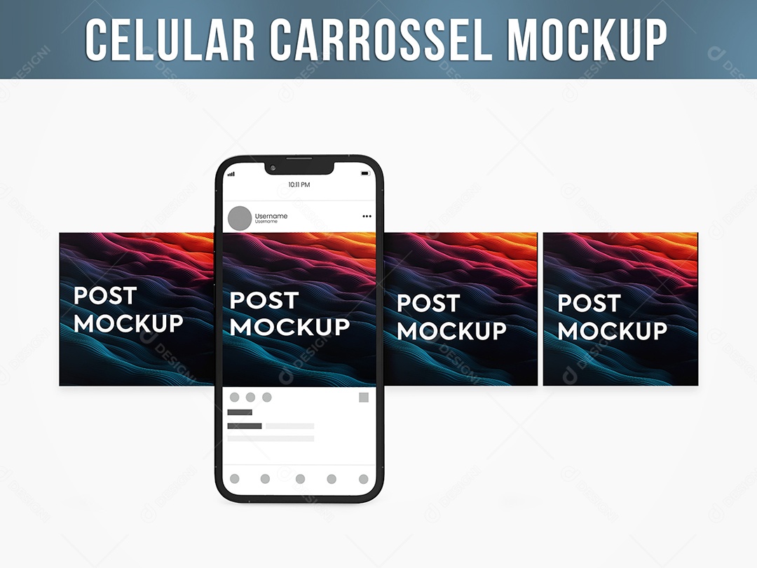 Celular Carrossel Mockup PSD Editável