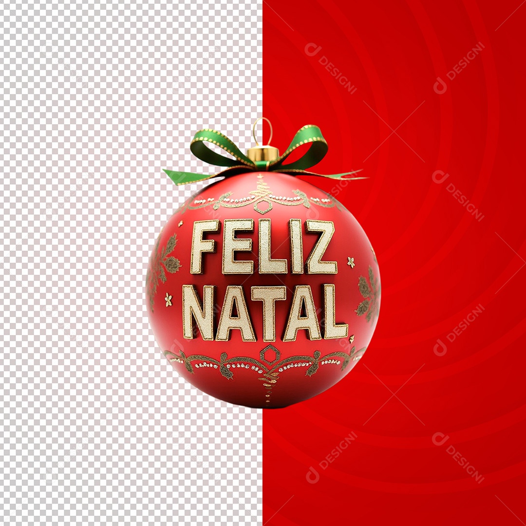 Selo 3D Feliz Natal para Composição PSD