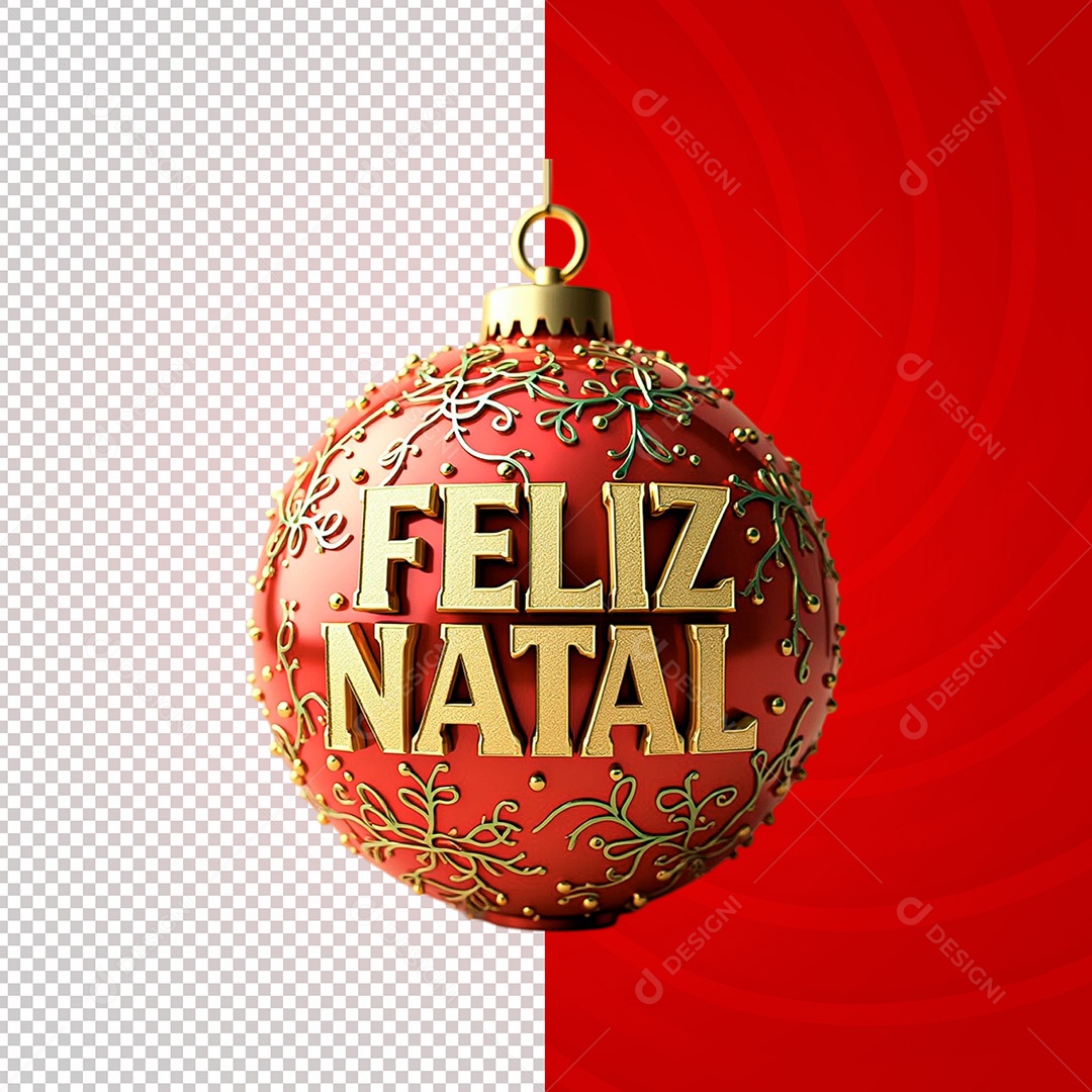 Selo 3D Feliz Natal para Composição PSD