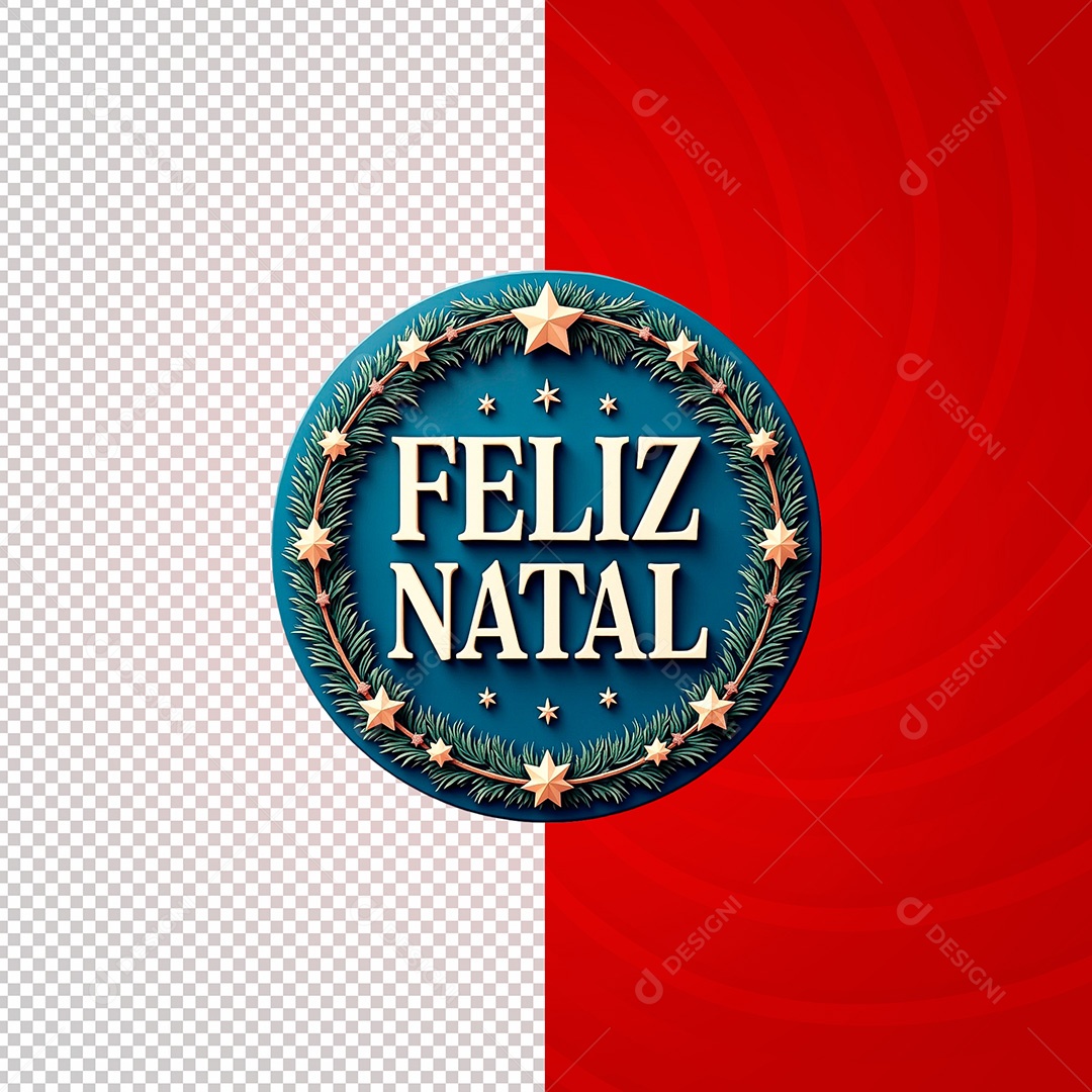 Selo 3D Feliz Natal para Composição PSD