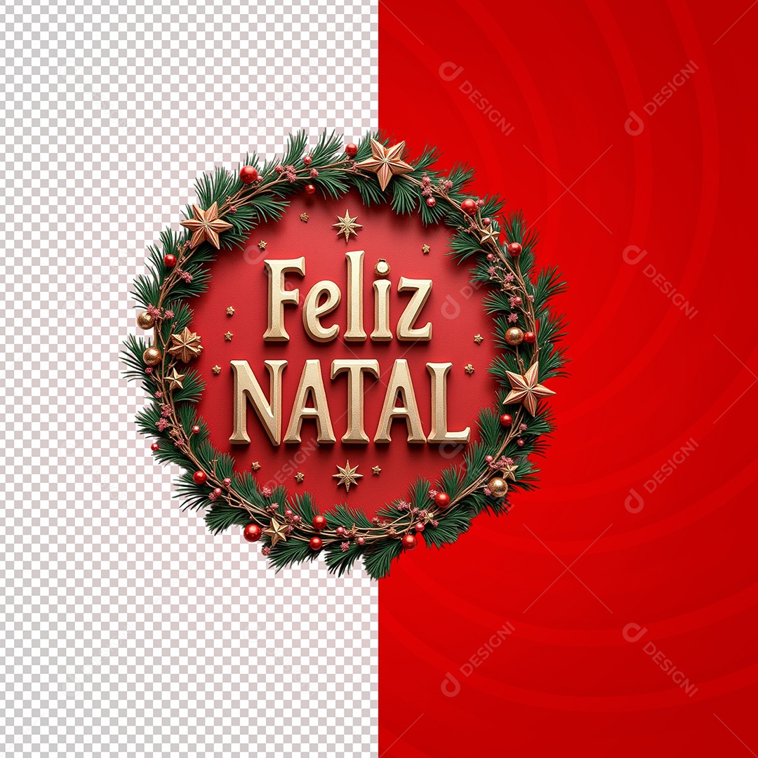 Selo 3D Feliz Natal para Composição PSD