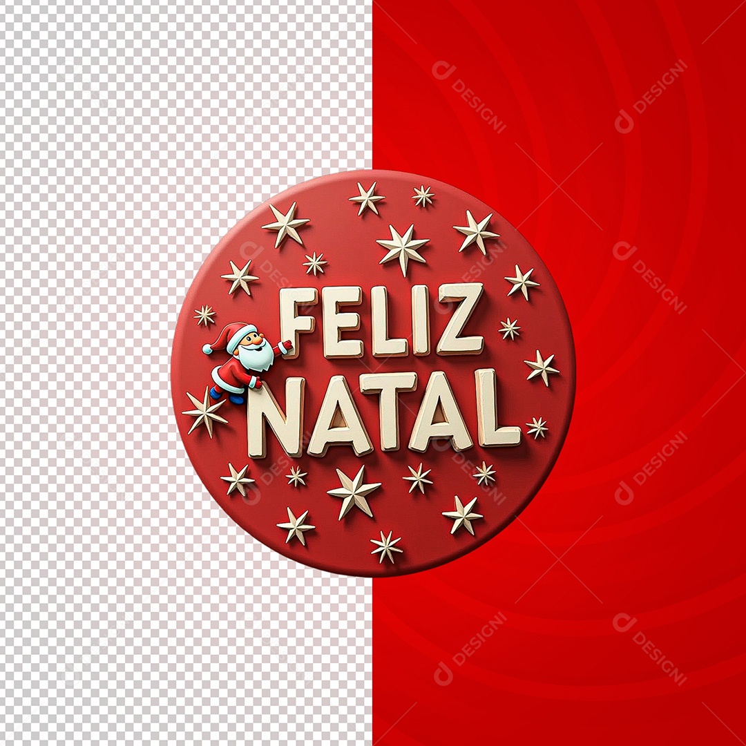 Selo 3D Feliz Natal para Composição PSD