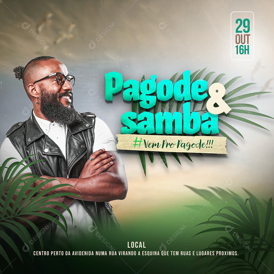 Flyer Show Pagode e Samba Social Media PSD Editável