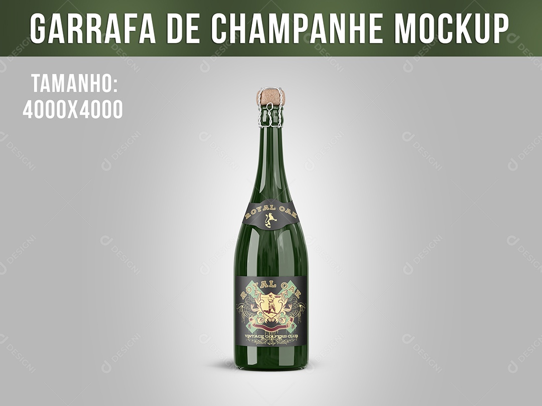 Garrafa de Champanhe Mockup PSD Editável