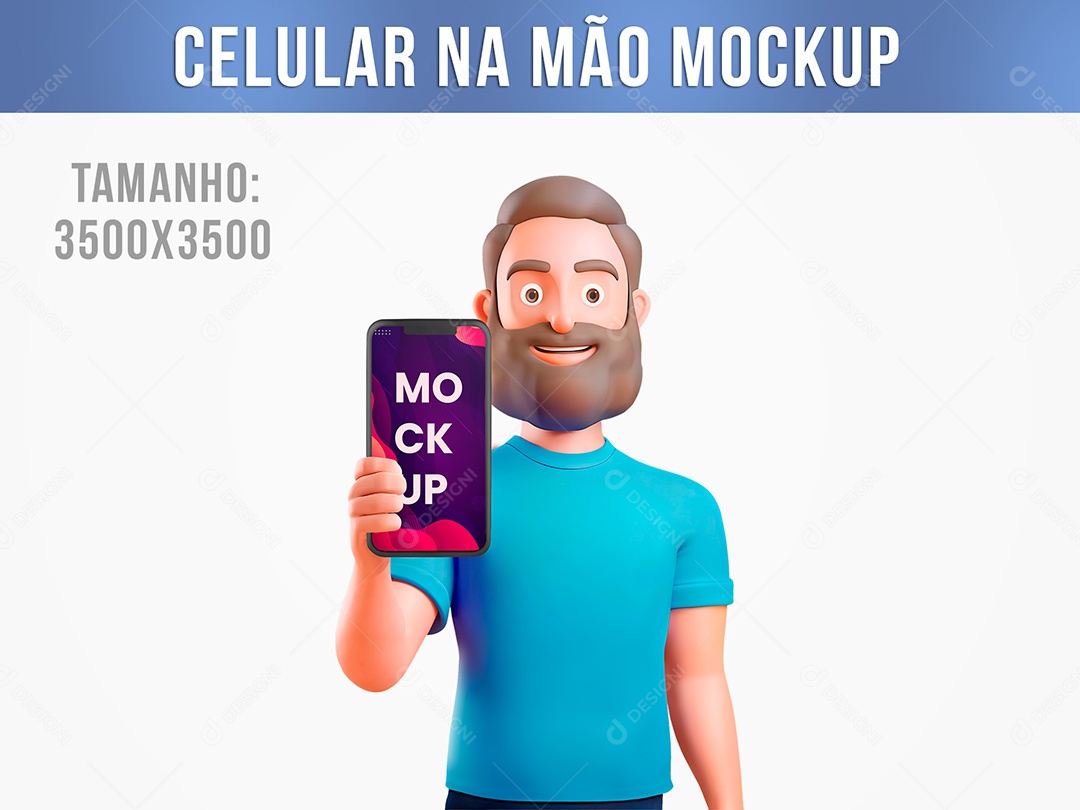 Celular na Mão Mockup PSD Editável