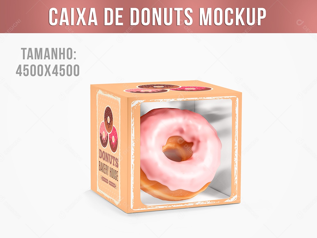 Caixa de Donuts Mockup PSD Editável