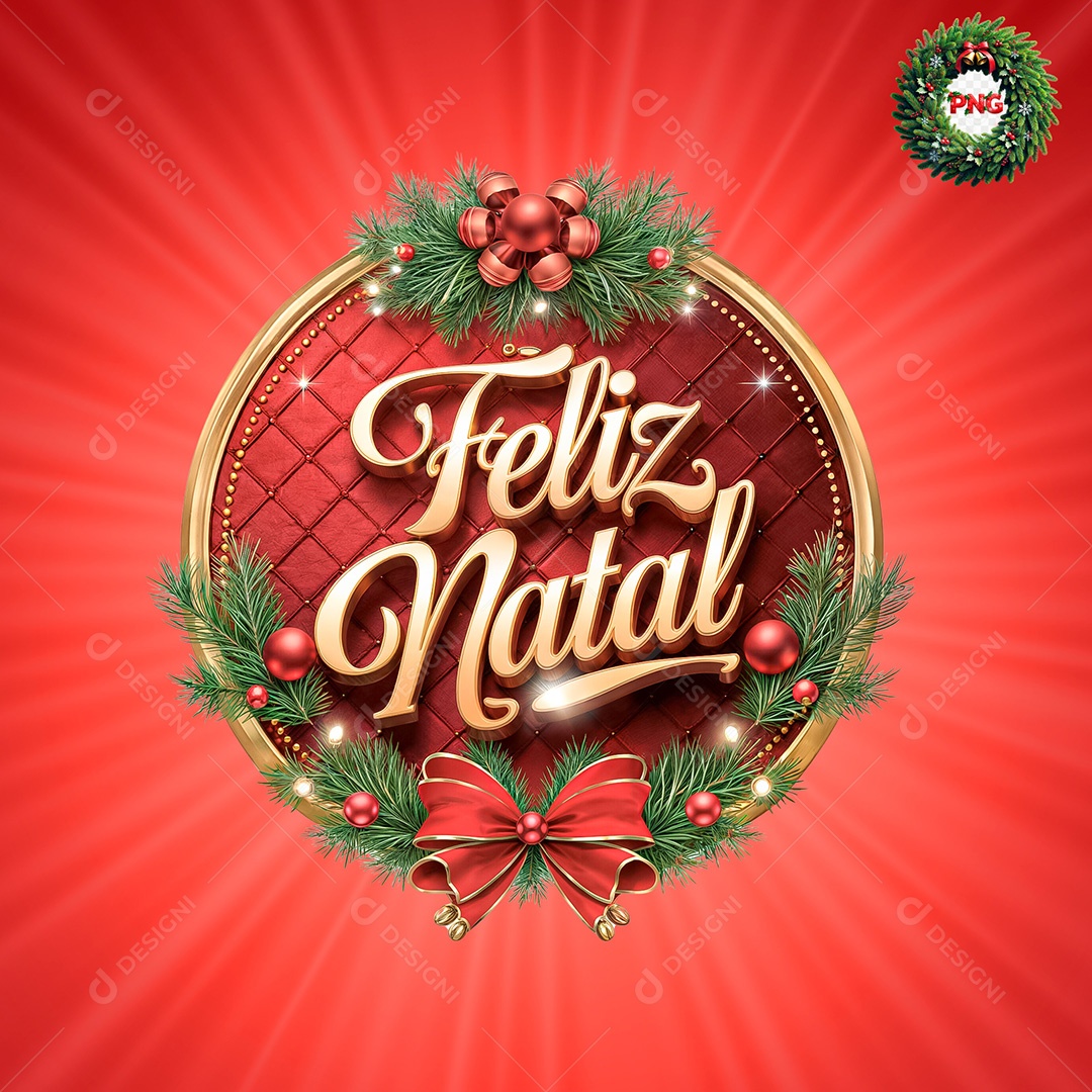 Selo 3D Feliz Natal para Composição PSD