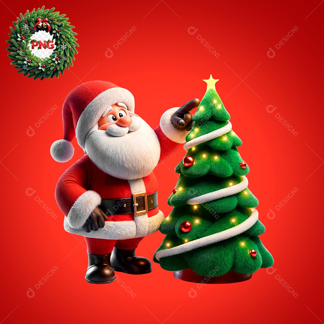 Personagem Papai Noel 3D Para Composição PSD