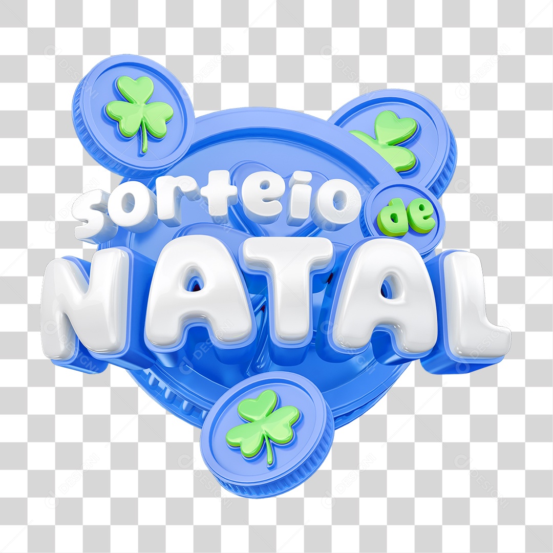 Selo 3D Sorteio de Natal Para Composição PNG Transparente