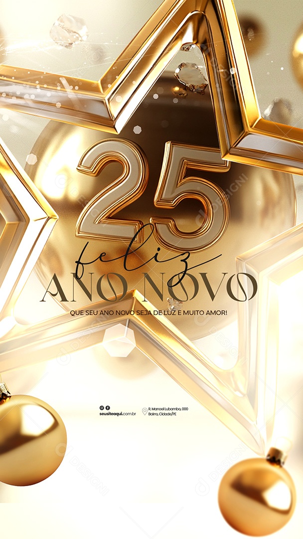 Story Feliz 2025 Ano Novo 01 de Janeiro Social Media PSD Editável