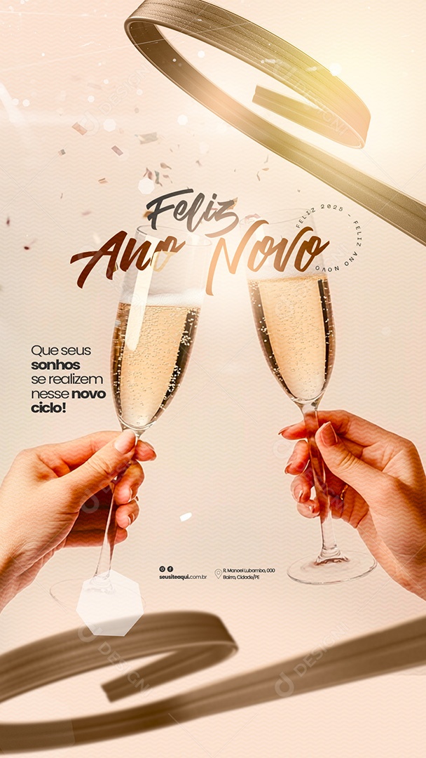 Story Feliz 2025 Ano Novo 01 de Janeiro Social Media PSD Editável