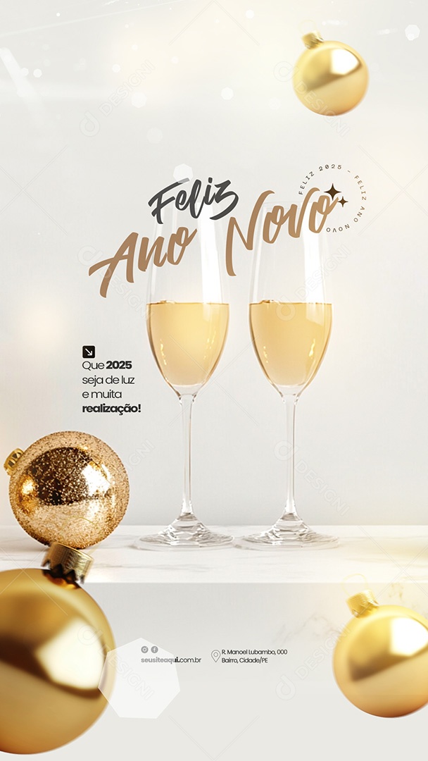 Story Feliz 2025 Ano Novo 01 de Janeiro Social Media PSD Editável