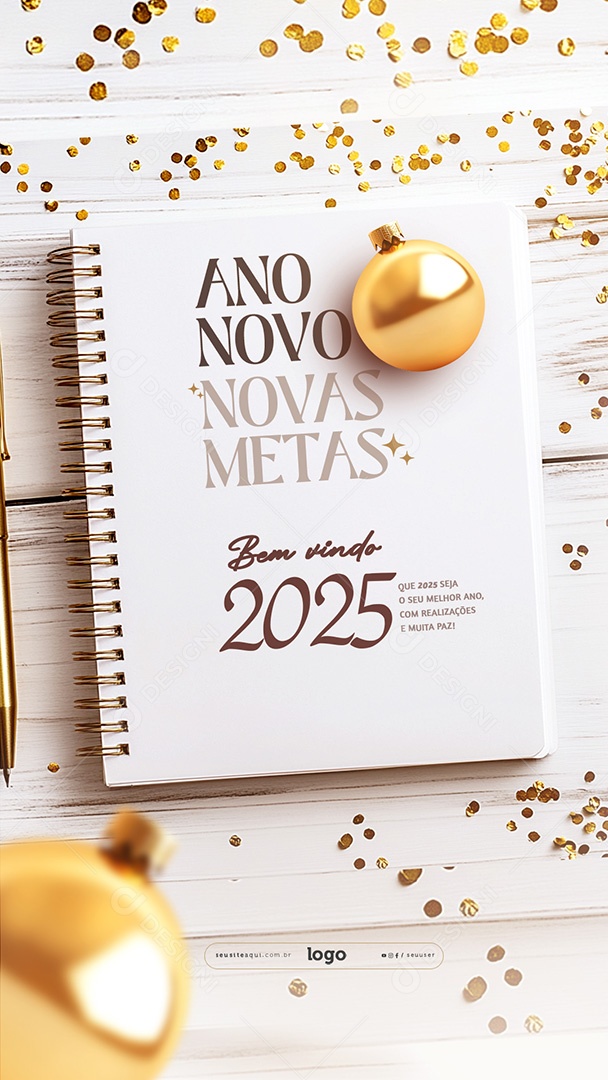 Story Feliz 2025 Ano Novo 01 de Janeiro Social Media PSD Editável