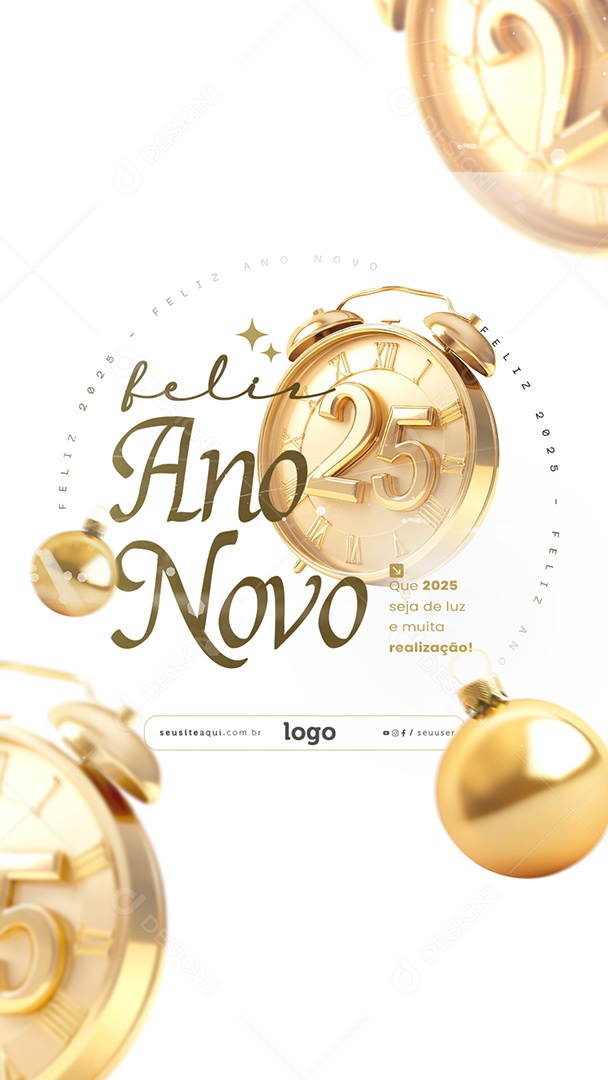 Story Feliz 2025 Ano Novo 01 de Janeiro Social Media PSD Editável