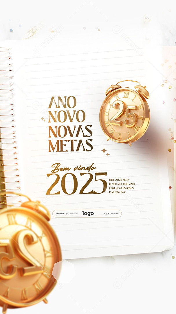 Story Feliz 2025 Ano Novo 01 de Janeiro Social Media PSD Editável