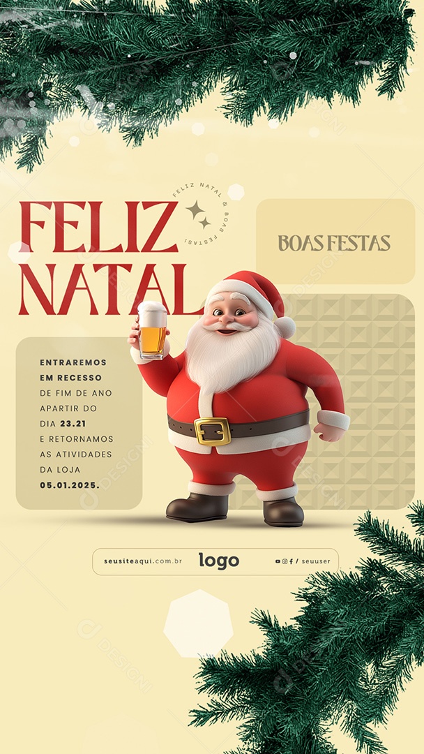 Story Feliz Natal 25 de Dezembro Esperança Social Media PSD Editável