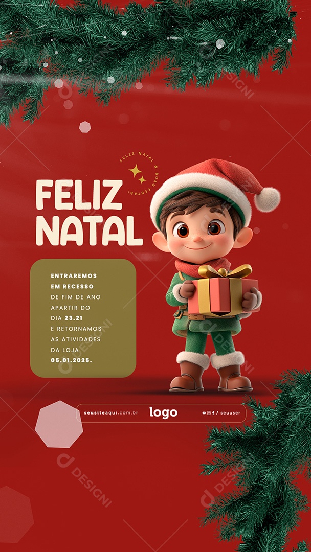 Story Feliz Natal 25 de Dezembro Esperança Social Media PSD Editável
