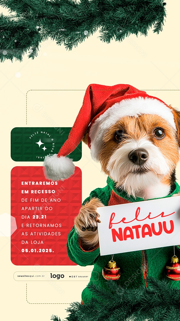 Story Aviso de Recesso de Natal e Ano Novo Social Media PSD Editável