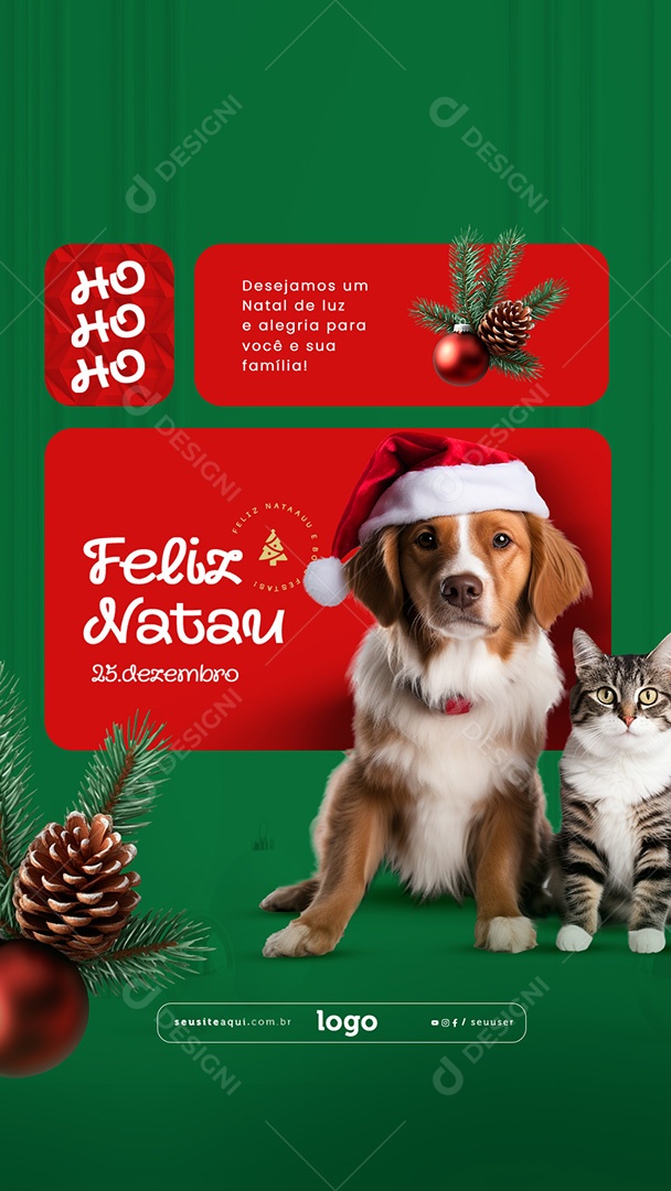 Story Feliz Natal 25 de Dezembro Petshop Social Media PSD Editável