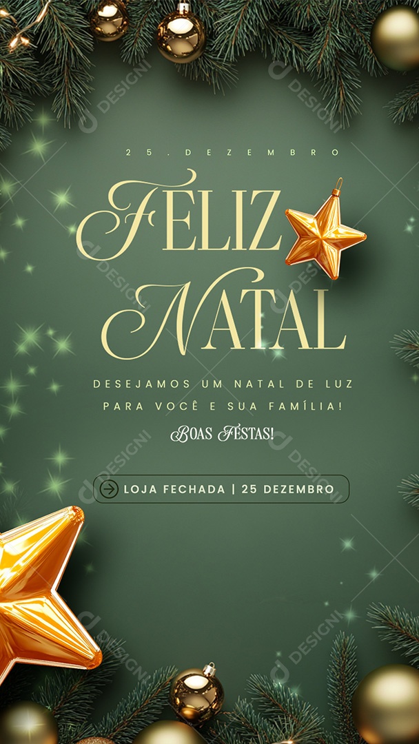 Story Feliz Natal Aviso Loja Fechada 25 de Dezembro Social Media PSD Editável