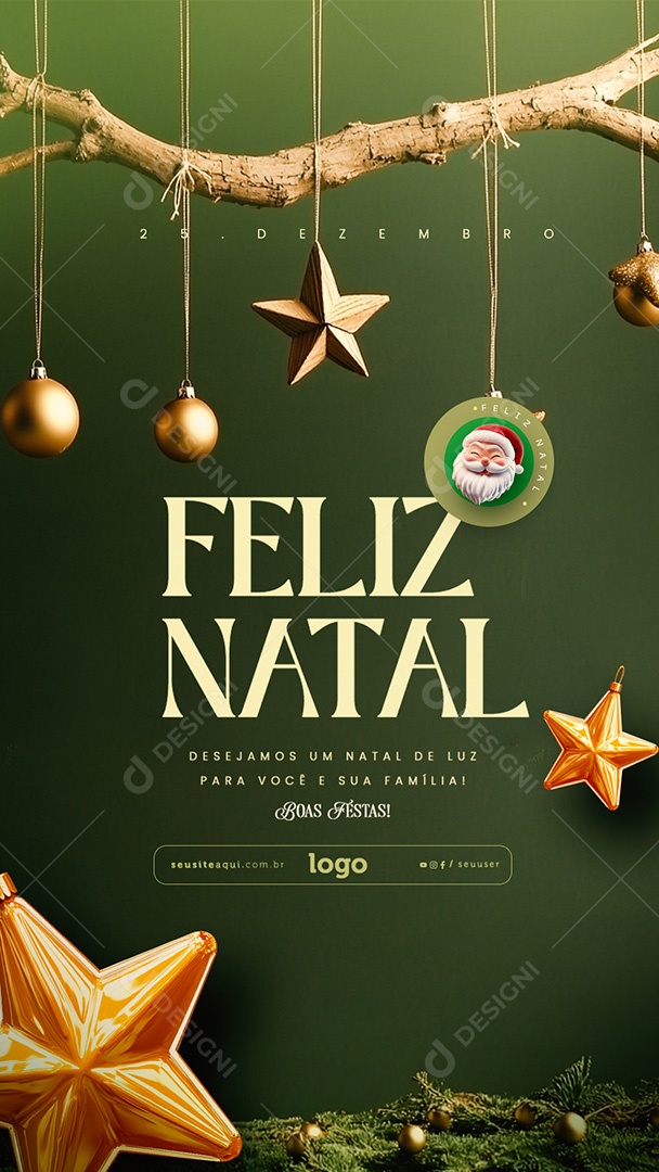 Story Feliz Natal 25 de Dezembro Social Media PSD Editável
