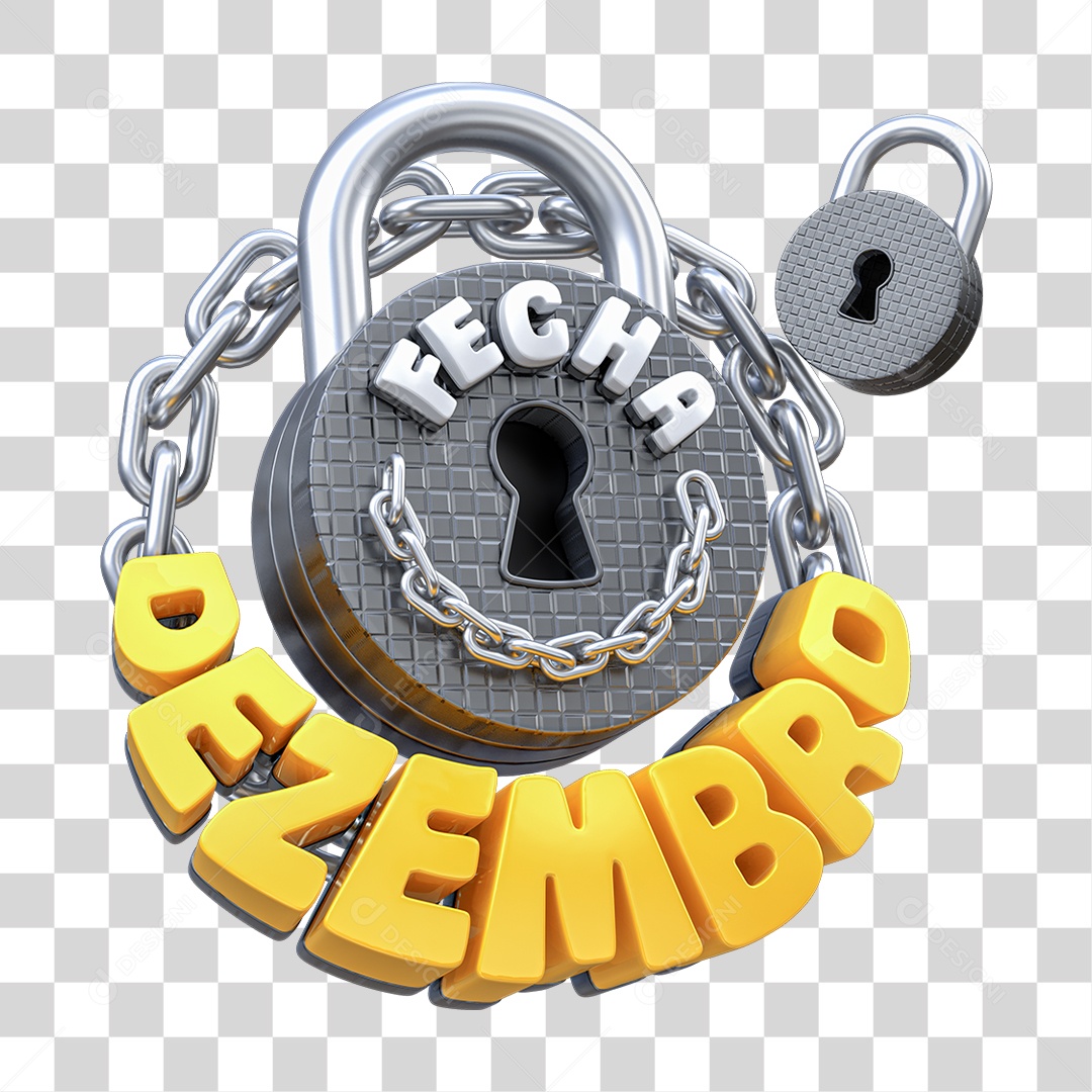 Selo 3D Fecha Dezembro PNG Transparente