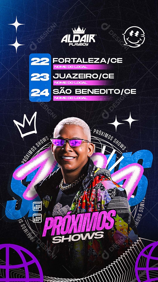 Story Flyer Próximos Shows Aldair Playboy Social Media PSD Editável