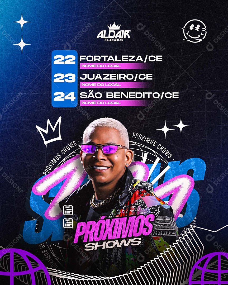 Flyer Próximos Shows Aldair Playboy Social Media PSD Editável