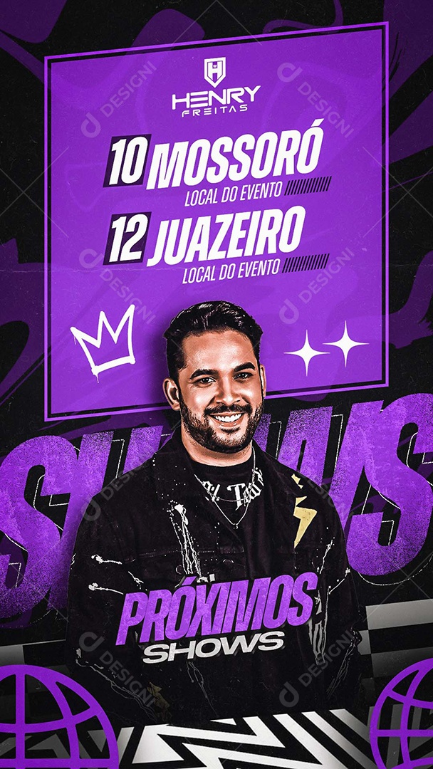 Story Flyer Próximos Shows Henry Freitas Agenda Social Media PSD Editável