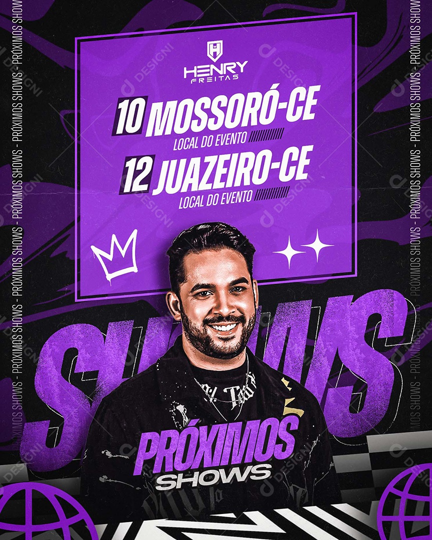 Flyer Próximos Shows Henry Freitas Agenda Social Media PSD Editável