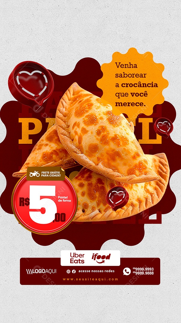Story Pastelaria Crocância Social Media PSD Editável