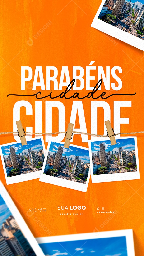 Story Aniversário Parabéns Cidade Social Media PSD Editável