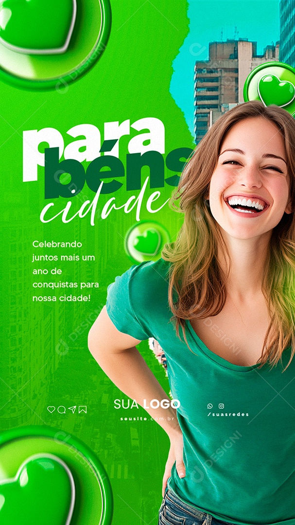Story Aniversário Parabéns Cidade Social Media PSD Editável