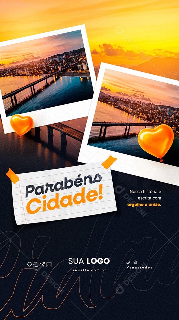 Story Parabéns Cidade Social Media PSD Editável