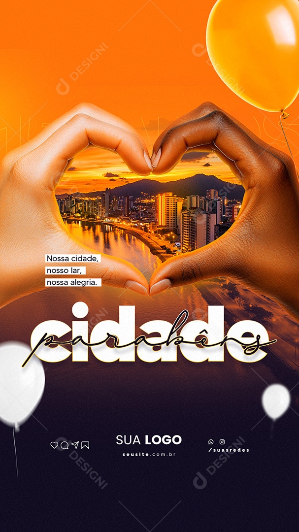 Story Aniversário Parabéns Cidade Social Media PSD Editável
