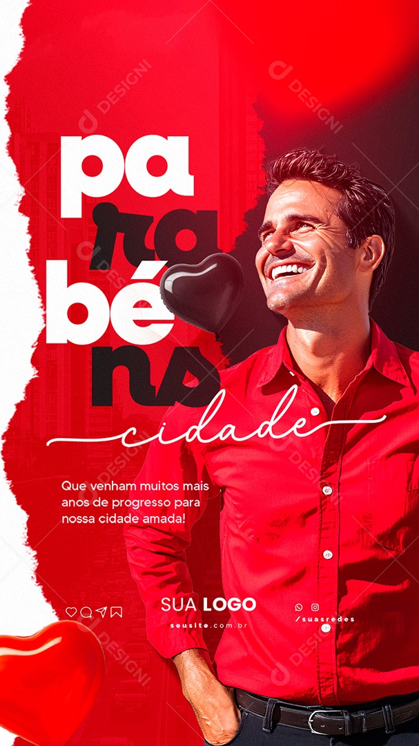 Story Parabéns Cidade Aniversário Social Media PSD Editável