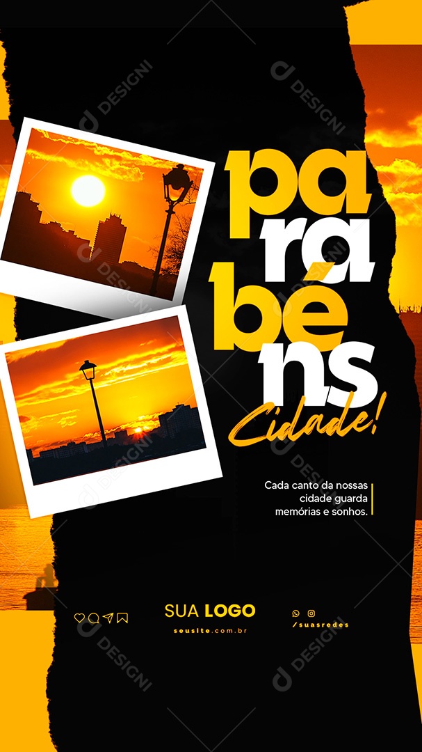 Story Aniversário Parabéns Cidade Social Media PSD Editável