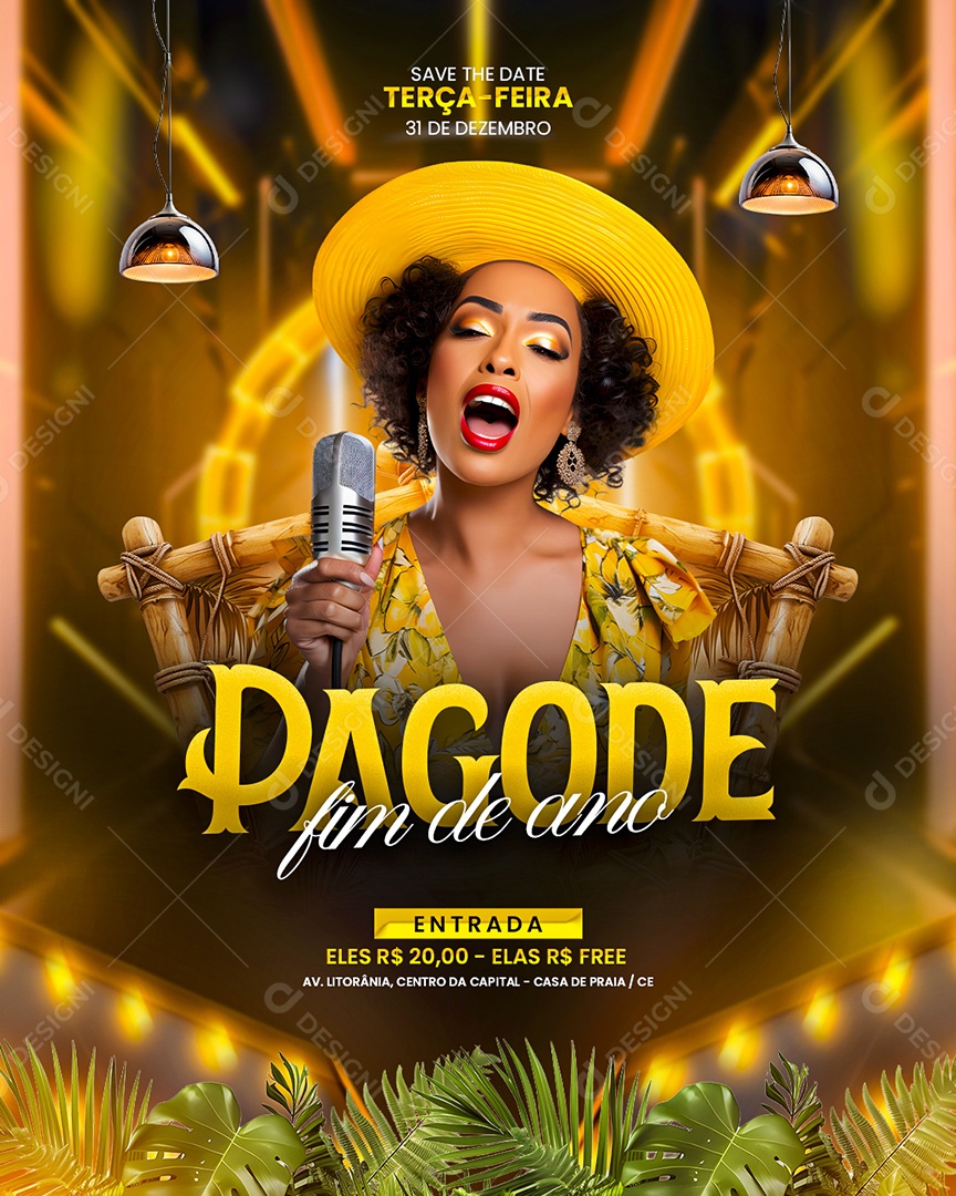 Flyer Pagode Fim de Ano Social Media PSD Editável