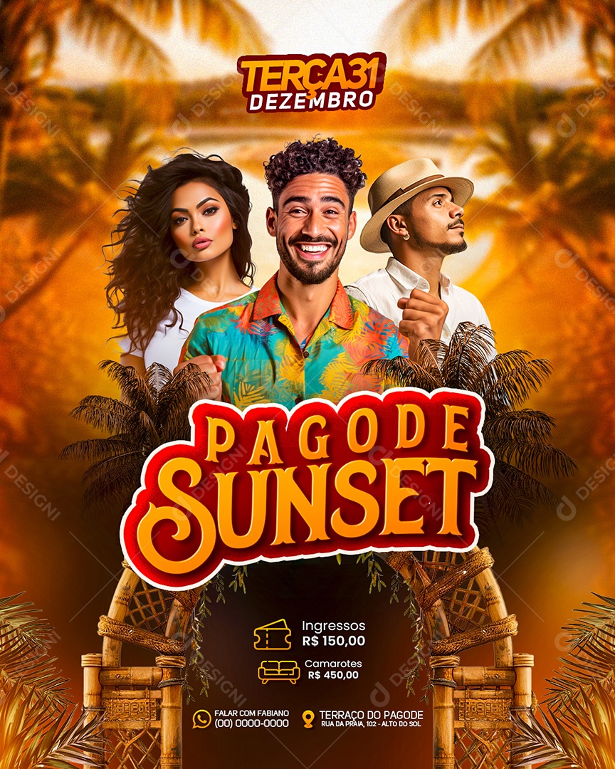 Flyer Pagode Sunset Social Media PSD Editável