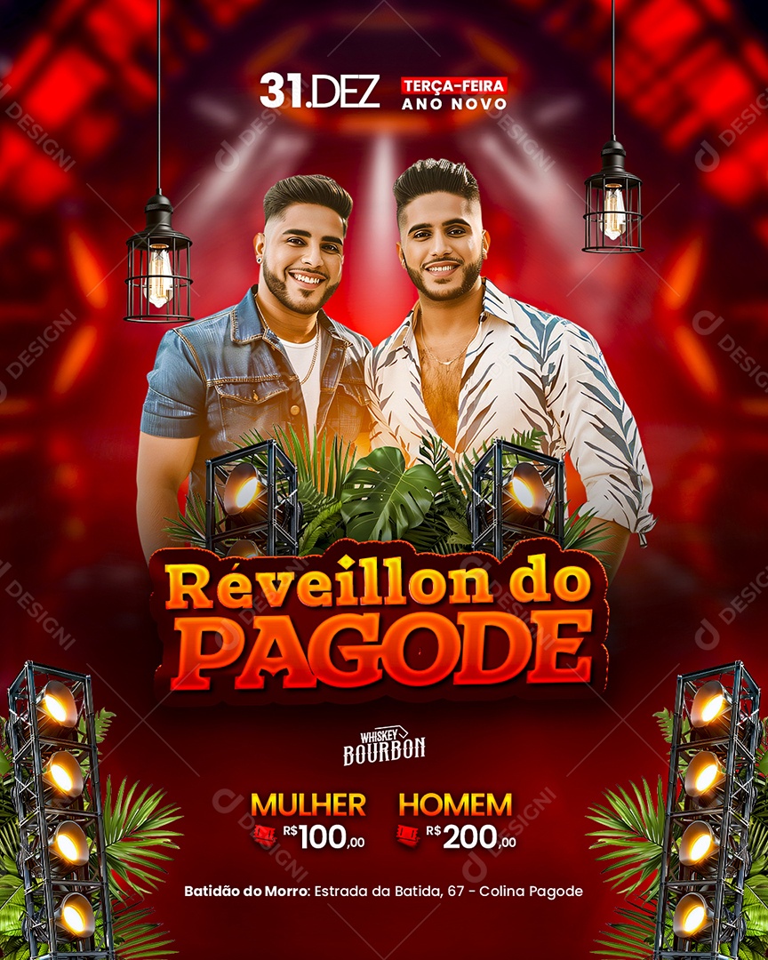 Flyer Réveillon do Pagode Social Media PSD Editável