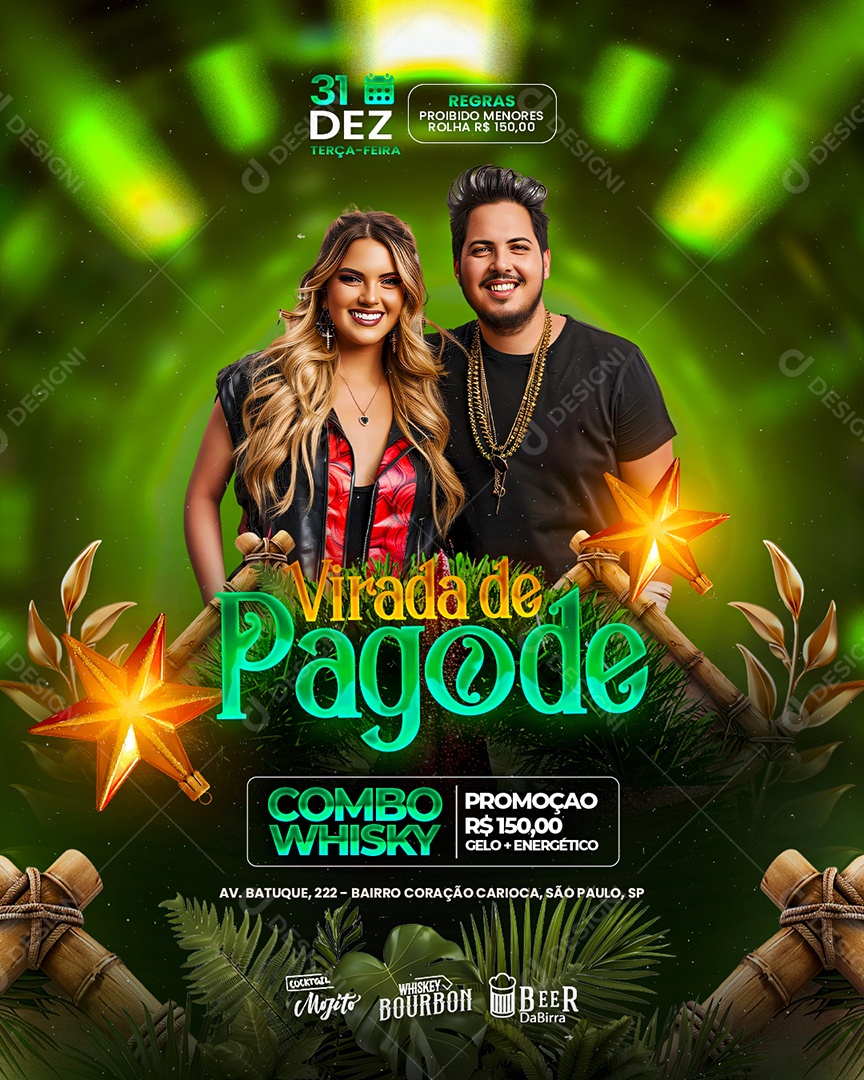 Flyer Natalino Virada de Pagode Social Media PSD Editável