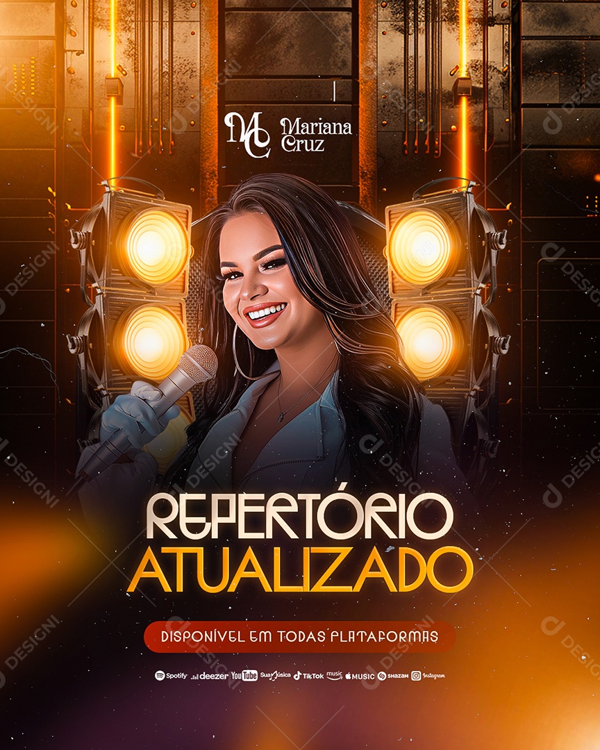 Flyer Repertório Atualizado Mariana Cruz Social Media PSD Editável