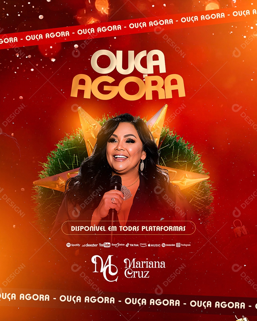 Flyer Natalino Ouça Agora Mariana Cruz Social Media PSD Editável