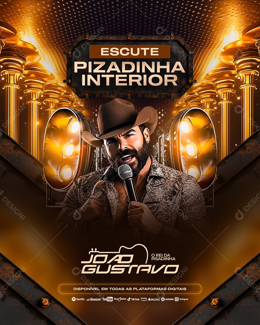 Flyer Escute Pizadinha Interior João Gustavo Social Media PSD Editável