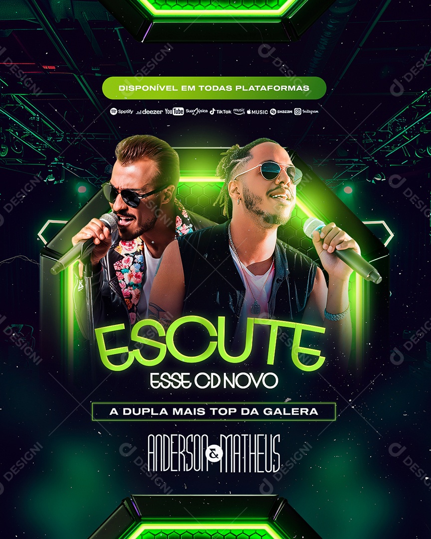 Flyer Escute Esse CD Novo Social Media PSD Editável