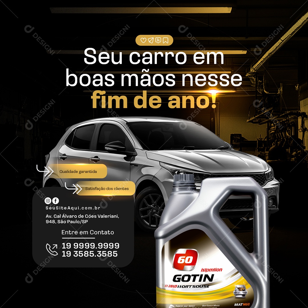 Oficina Mecânica Troca de Óleo Seu Carro em Boas Mãos Social Media PSD Editável