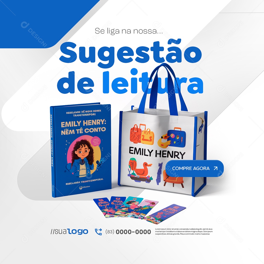 Livraria Sugestão de Leitura Emily Henry Compre Agora Social Media PSD Editável